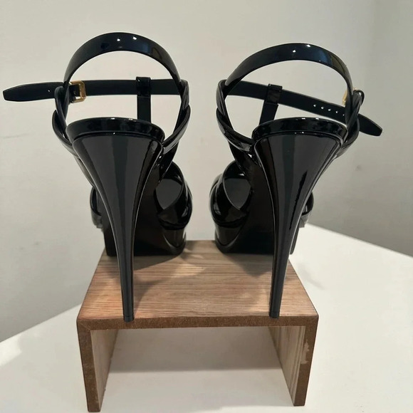 Saint Laurent Tribute T-Strap Black High Heeled Pump, Size 40.5 EU/10.5 US - Picture 7 of 9
